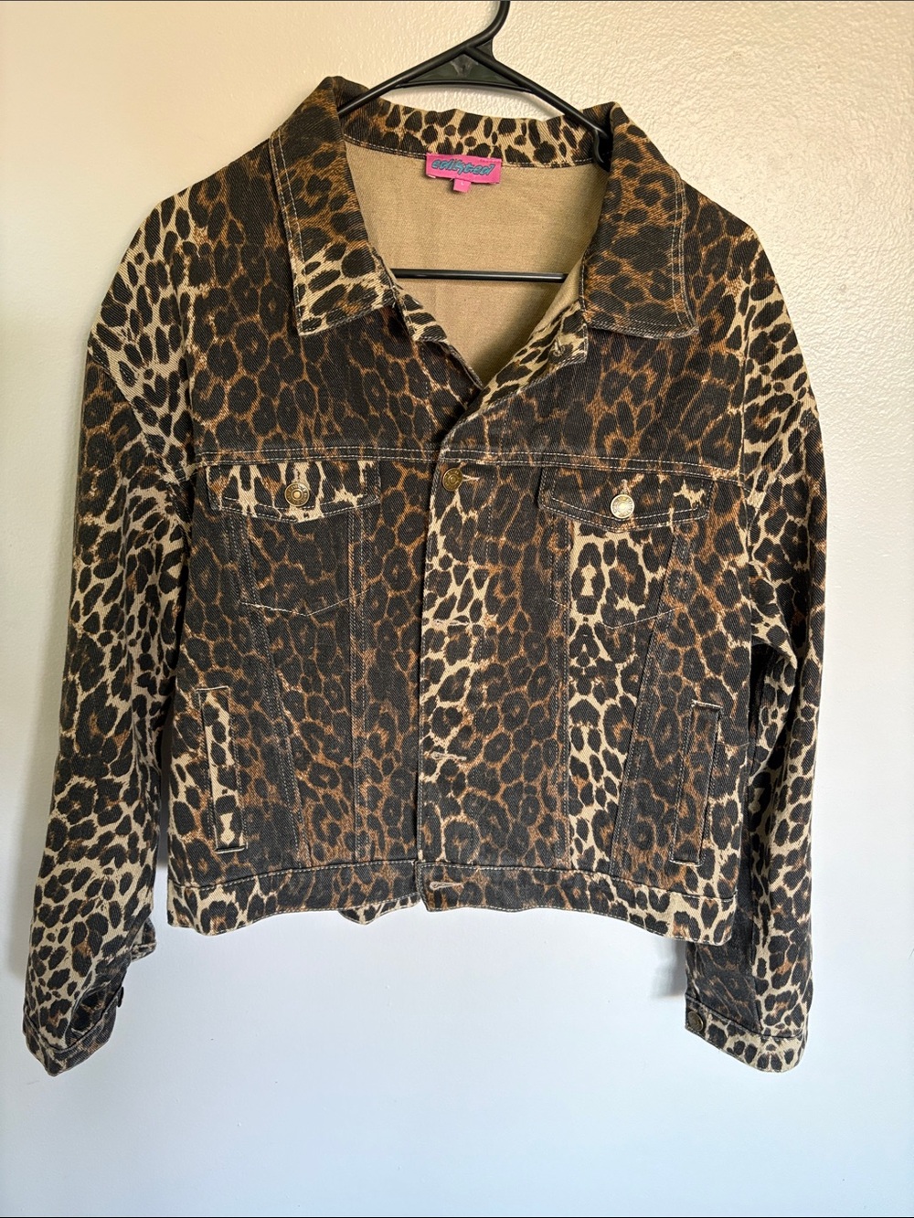 Edikted Leopard-Print Denim Jacket in Brown and Black